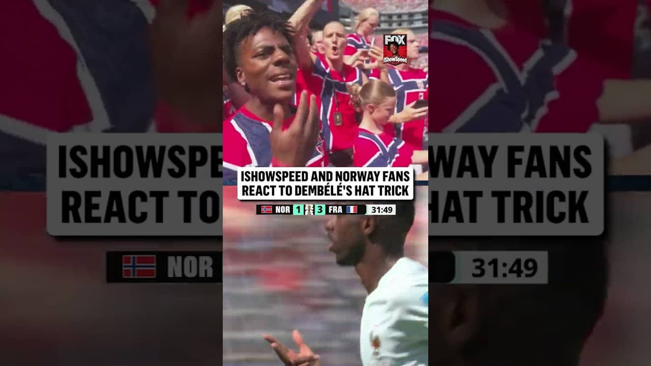 Dembélé's hat trick had @IShowSpeed and these Norway fans STUNNED 😳