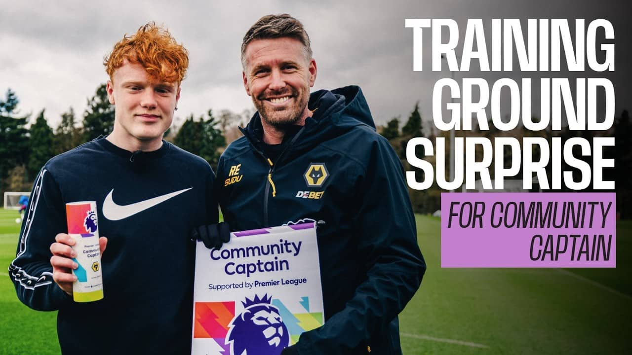 Kenzie surprised with Wolves' Premier League Community Captain award at training ground!