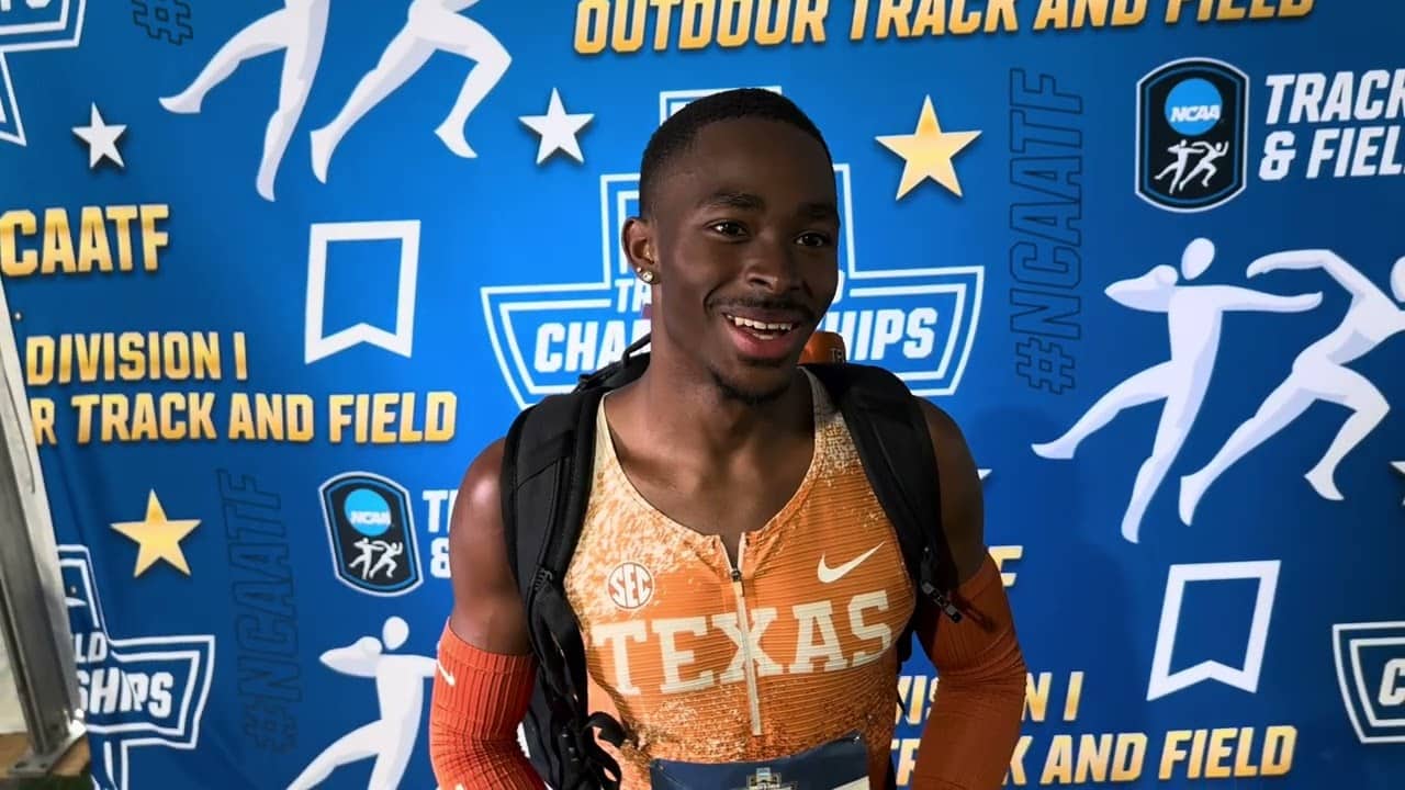 Kendrick Smallwood after running 12.95 in 2026 NCAA 110m hurdles final