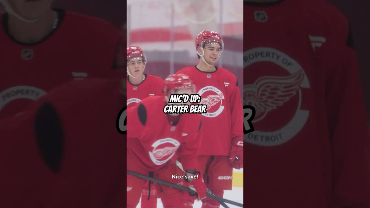 MIC’D UP: Carter Bear on the mic at Red Wings Development Camp