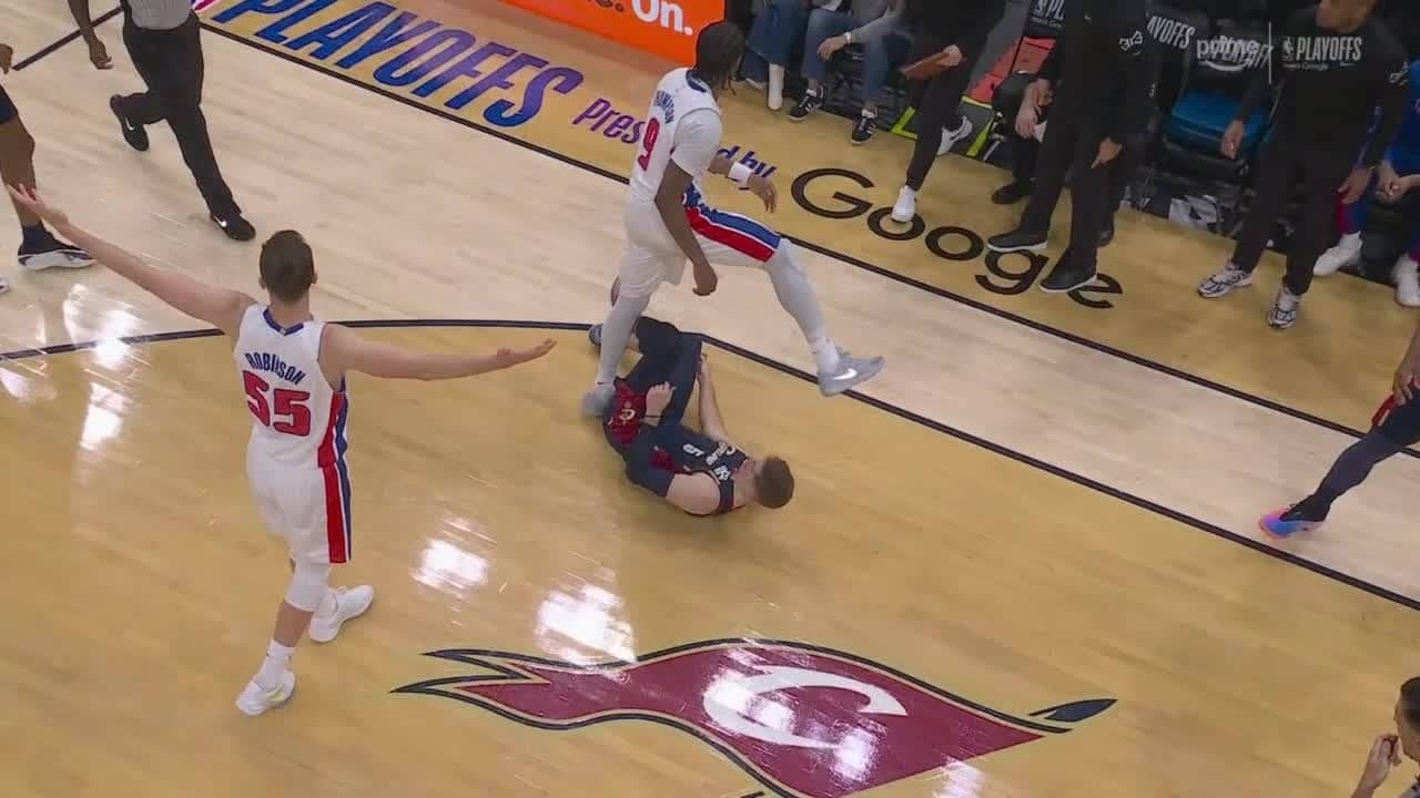 Ausar Thompson STEPS OVER Sam Merrill, assessed flagrant foul penalty 1 | NBA on ESPN