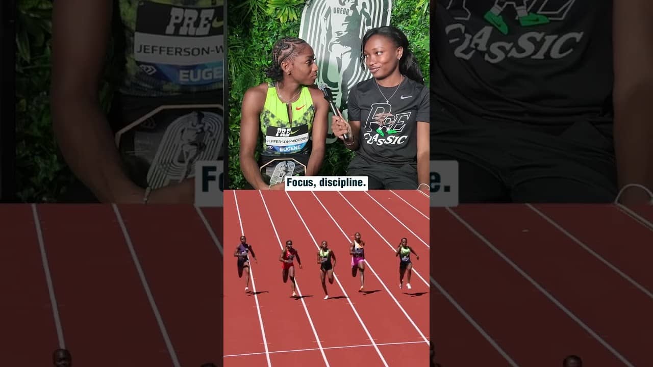 Melissa Jefferson-Wooden has a message after defending her title 👀💎 #track #usatf #interview