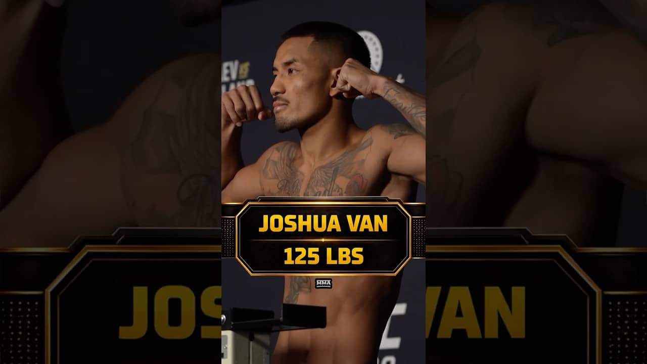 Joshua Van makes weight for his UFC flyweight title defense against Tatsuro Taira at UFC 328