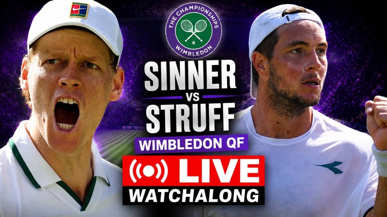 Jannik Sinner vs Jan-Lennard Struff | Wimbledon 2026 | Quarter-Final | LIVE TENNIS WATCHALONG