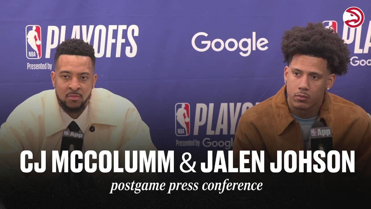 Hawks vs. Knicks Game 1 Postgame Press Conference: CJ McCollum & Jalen Johnson