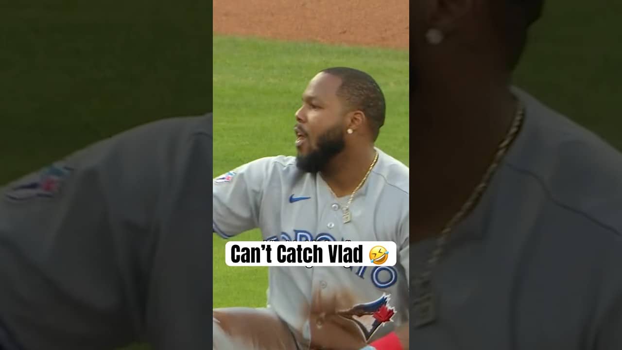 Vladimir Guerrero Jr. “Dikembe Mutombo’d” Ronald Acuña Jr. 🤣 #MLB #BlueJays