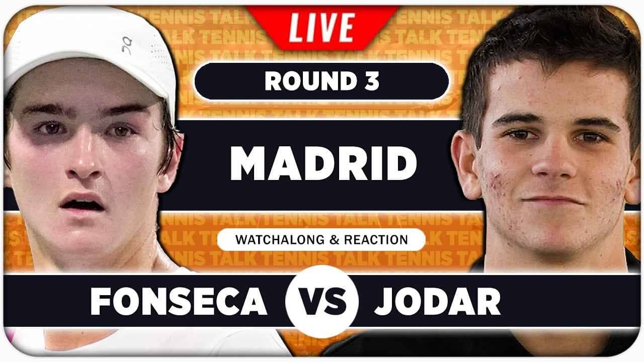 FONSECA vs JODAR • ATP Madrid 2026 • LIVE Tennis Watchalong
