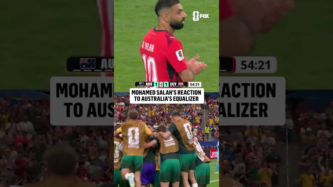 Egyptian captain Mo Salah reacts to Australia's goal to tie it up