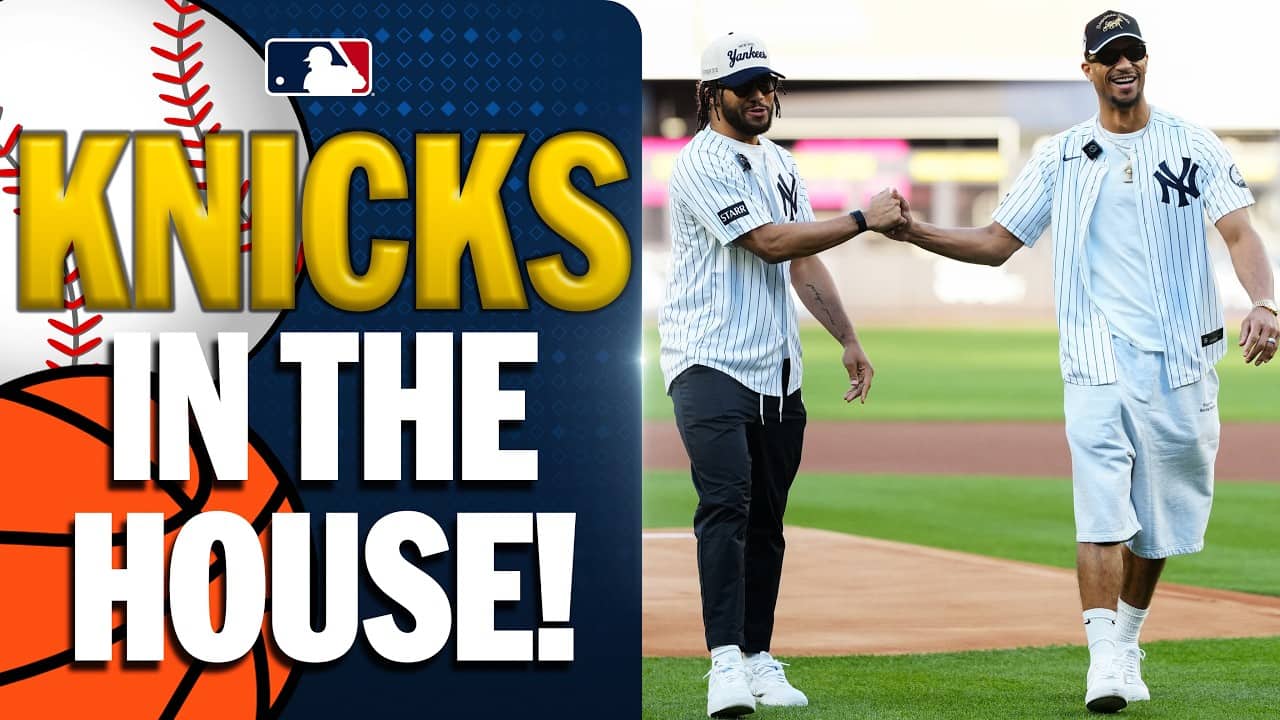 NBA Champions Jalen Brunson and Josh Hart attend the Yankees game! 🏆 (1st pitch, interview!)