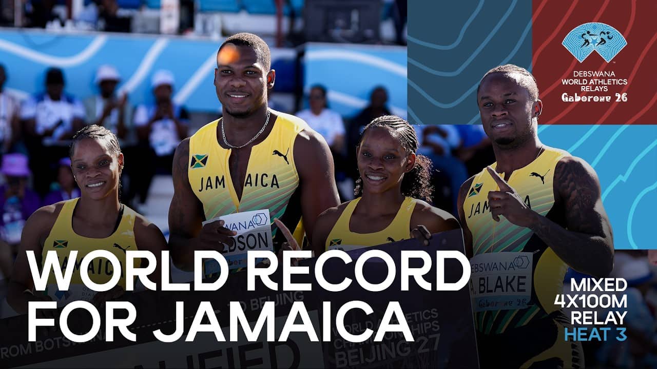 WORLD RECORD for team Jamaica in the mixed 4x100m with 39.99 🔥 | World Athletics Relays Gaborone 26