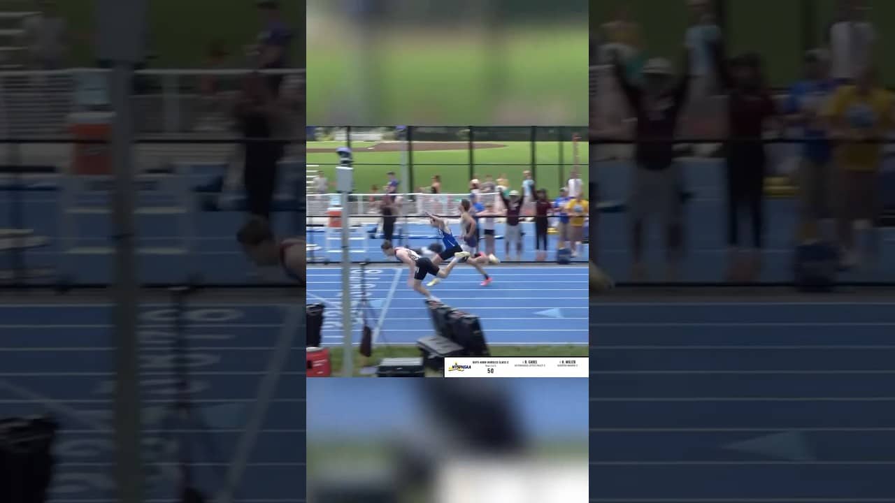Bodies were hitting the floor in the NYSPHSAA Class C 400m Hurdles Championship