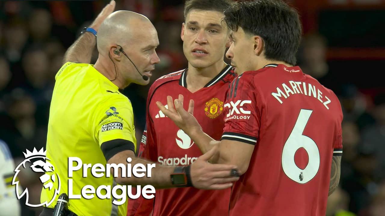 Lisandro Martinez sent off for pulling Dominic Calvert-Lewin's hair | Premier League | NBC Sports