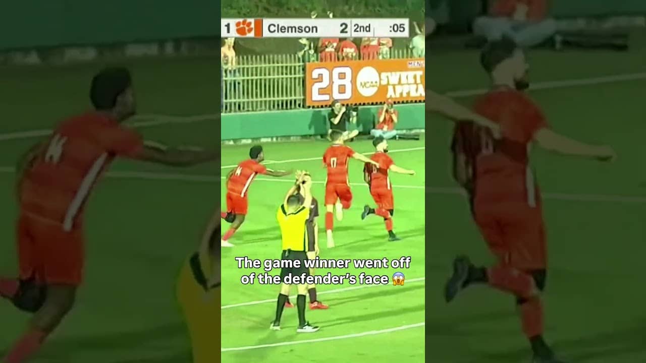 That's going to sting 😳 #clemson #accsoccer #collegesoccer
