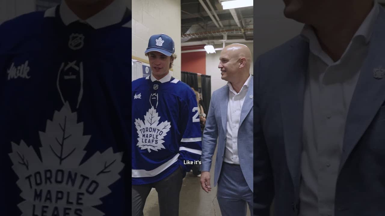 Gavin McKenna walk and talk with Ryan Leslie after being drafted first overall