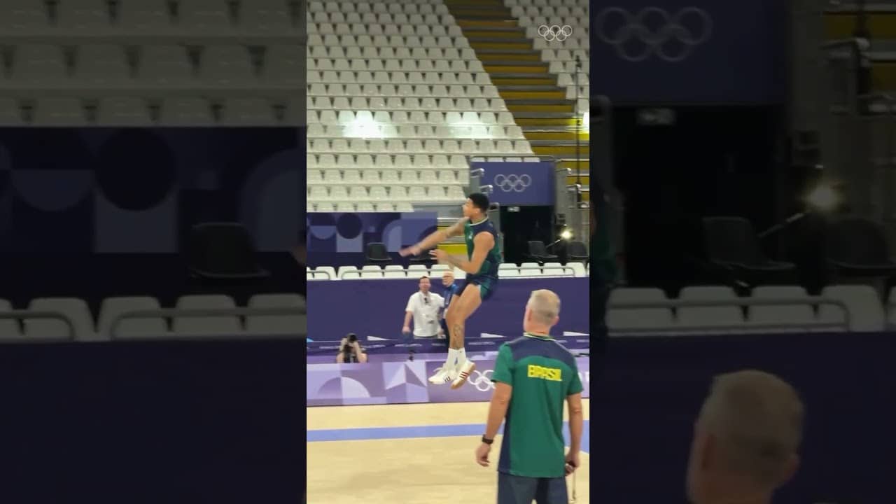 Darlan Souza's serve in practice at #Paris2024 shows pure athleticism. ⚡️#Olympics