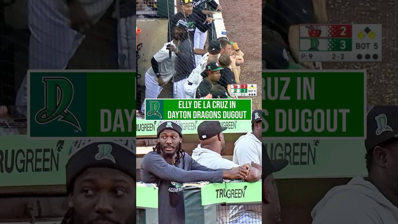 Elly De La Cruz Hanging Out In Dayton Dragons Dugout! #Reds