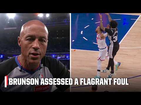 Jalen Brunson assessed a Flagrant Foul for reckless closeout on Julian Champagnie | NBA on ESPN