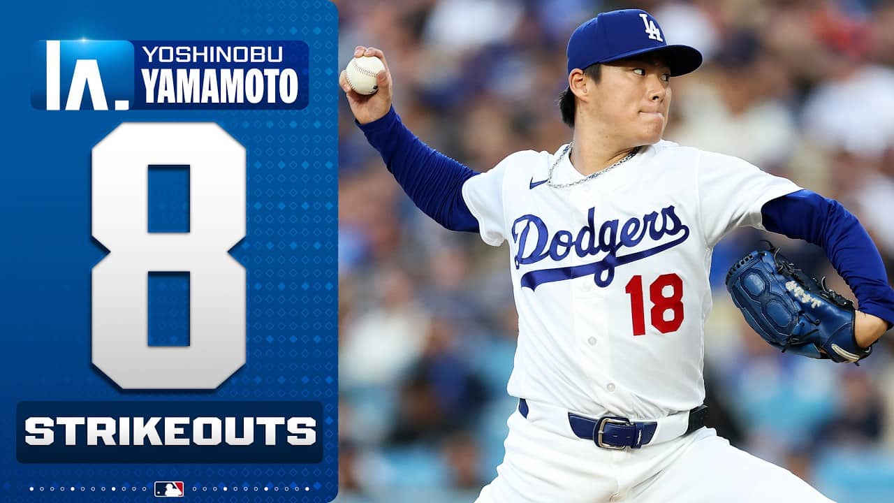 Yoshinobu Yamamoto strikes out 8 BATTERS during his outing for the Dodgers! 🔥 | MLB Highlights