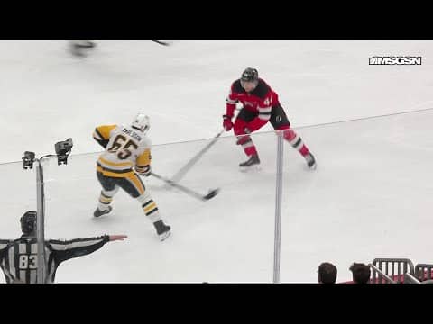 Thomas Novak scores a goal against the New Jersey Devils