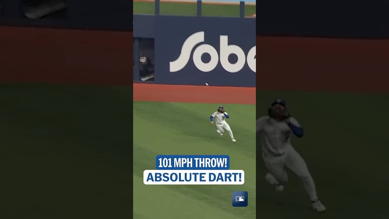 101.2 MPH! 🎯 The fastest tracked assist in MLB this season comes from Addison Barger! 😳
