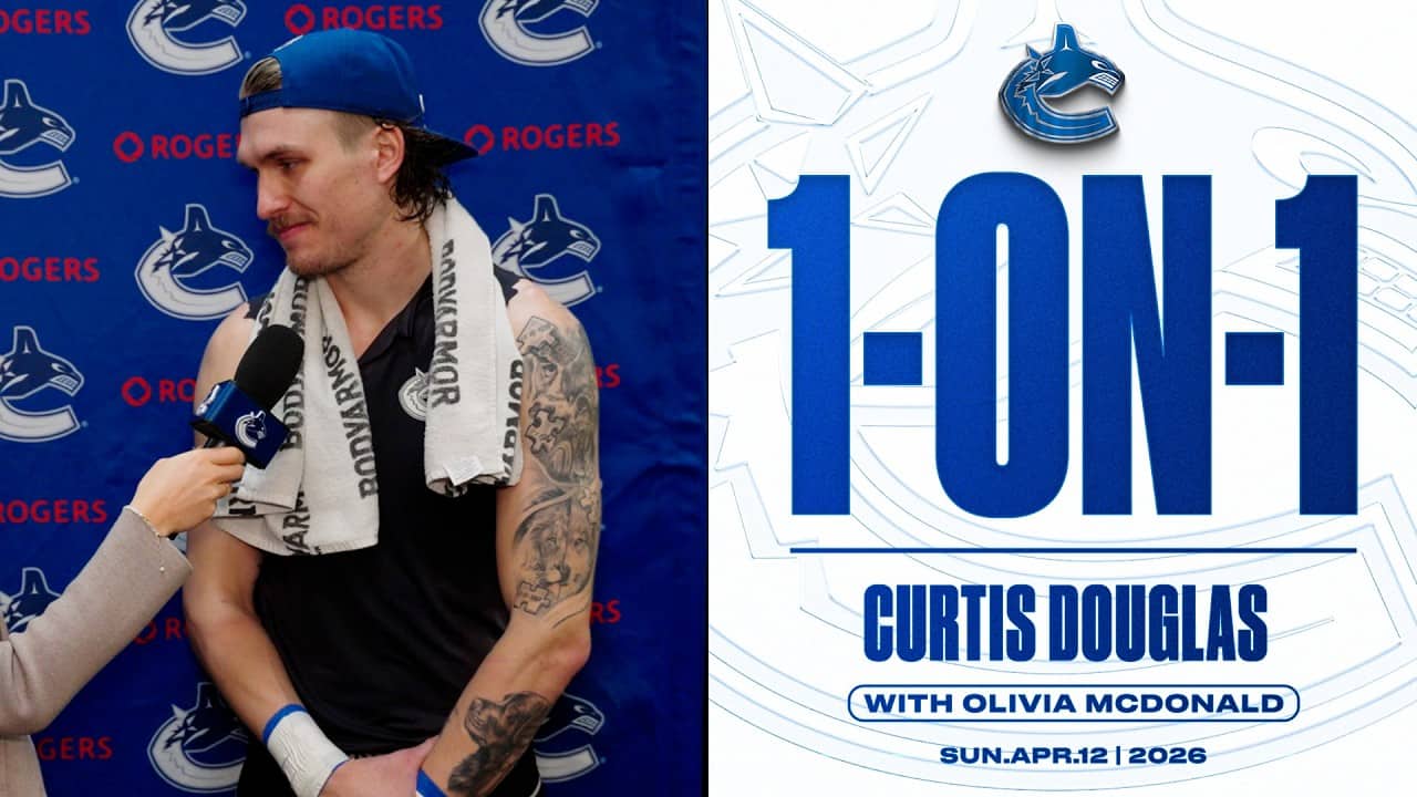 Curtis Douglas 1-on-1 After Scoring his 1st NHL Goal | Canucks at Ducks (Apr 12 2026)