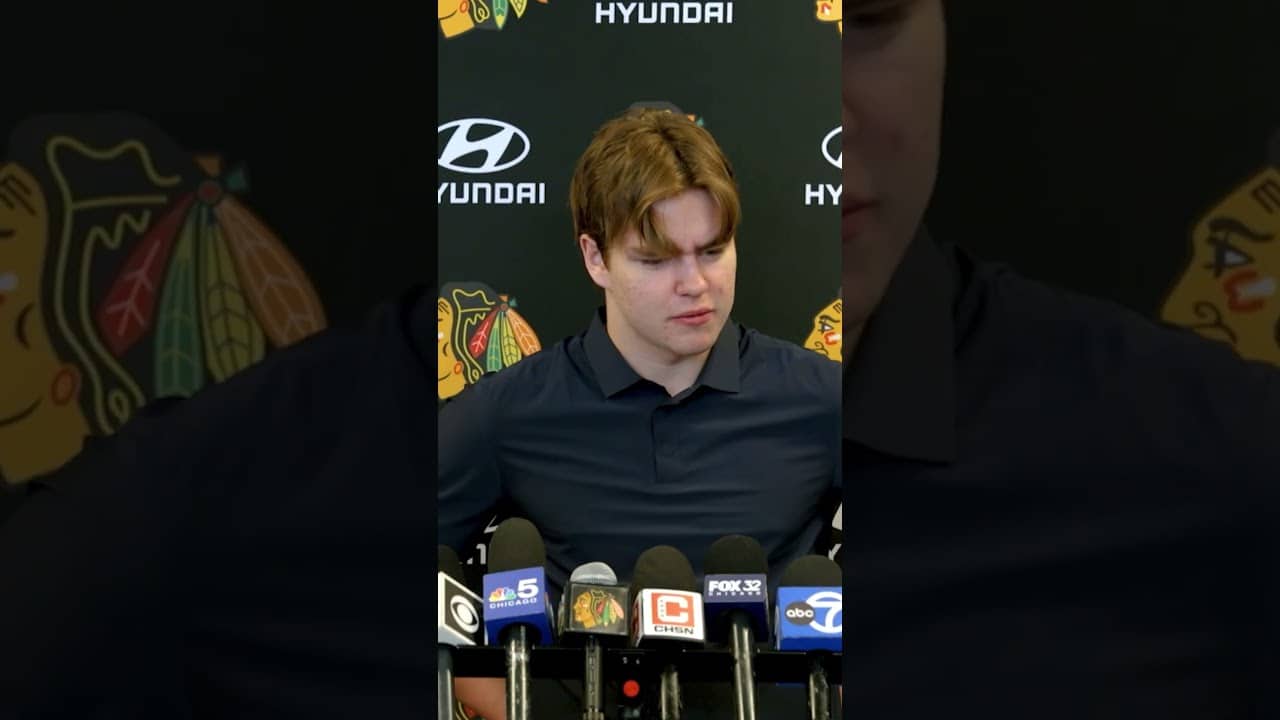 Anton Frondell speaks to the media following his rookie season #blackhawks #nhl #antonfrondell