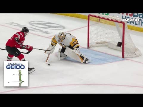 Paul Cotter scores a goal against the Pittsburgh Penguins