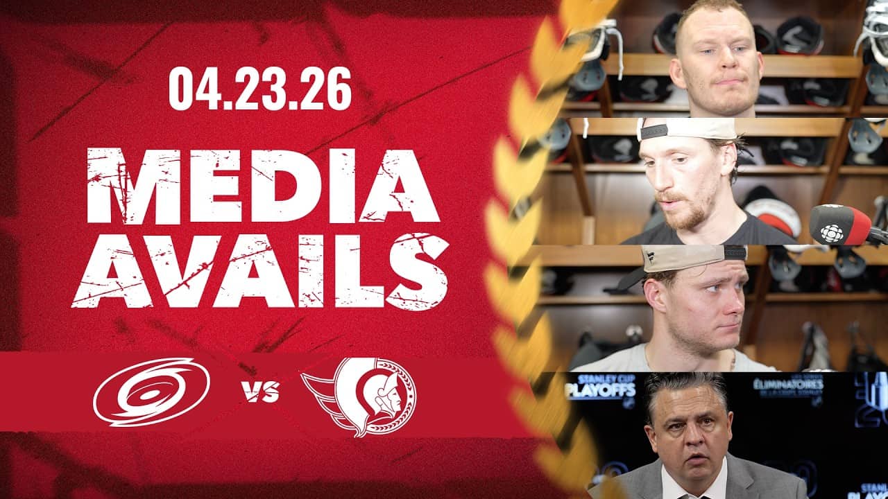 Brady Tkachuk, Tim Stützle, Thomas Chabot, Travis Green Postgame Media vs CAR