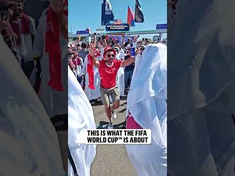 Vibes are high between Qatar and Switzerland fans before their kickoff 🇶🇦🇨🇭