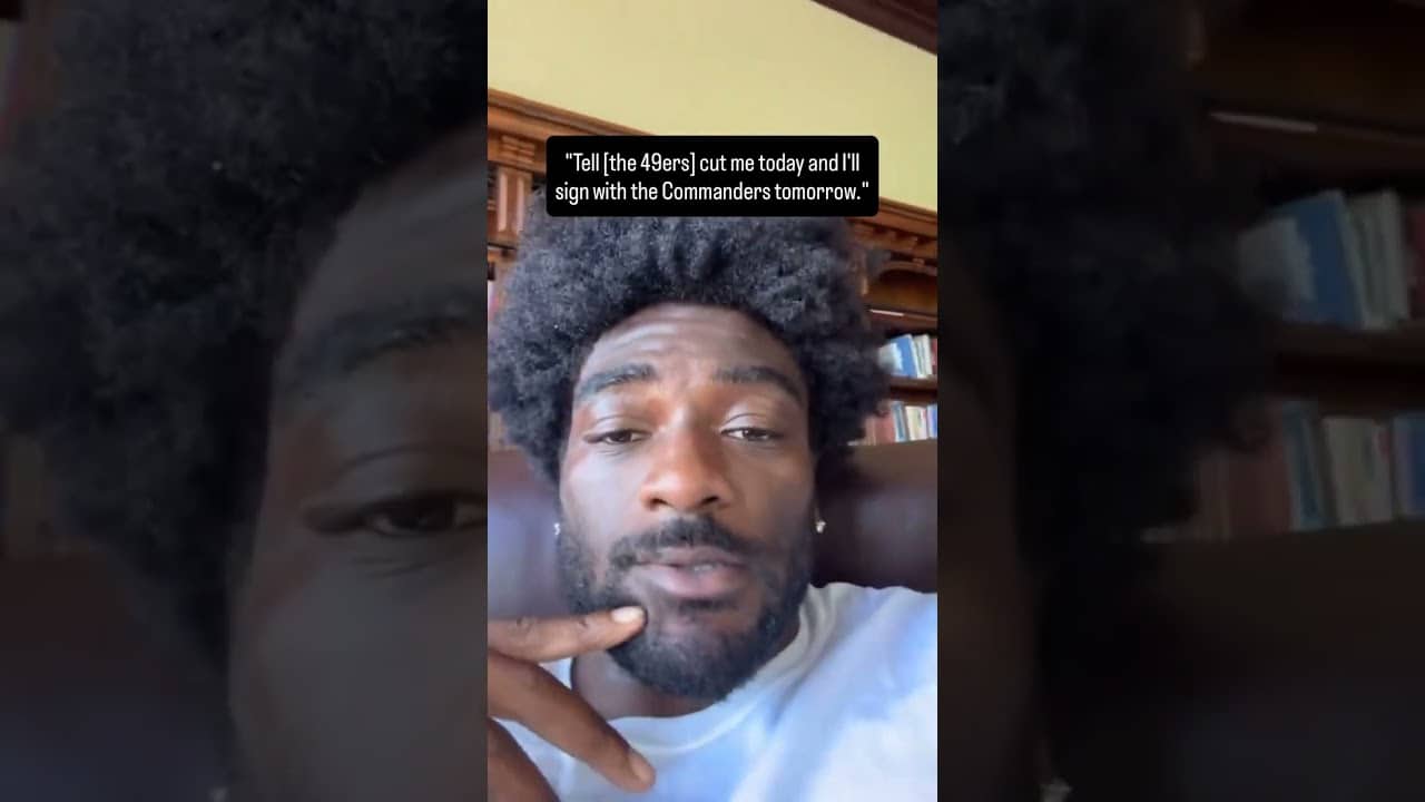 Brandon Aiyuk says he’ll sign with the Commanders if the 49ers cut him (via brandonaiyuk/IG)