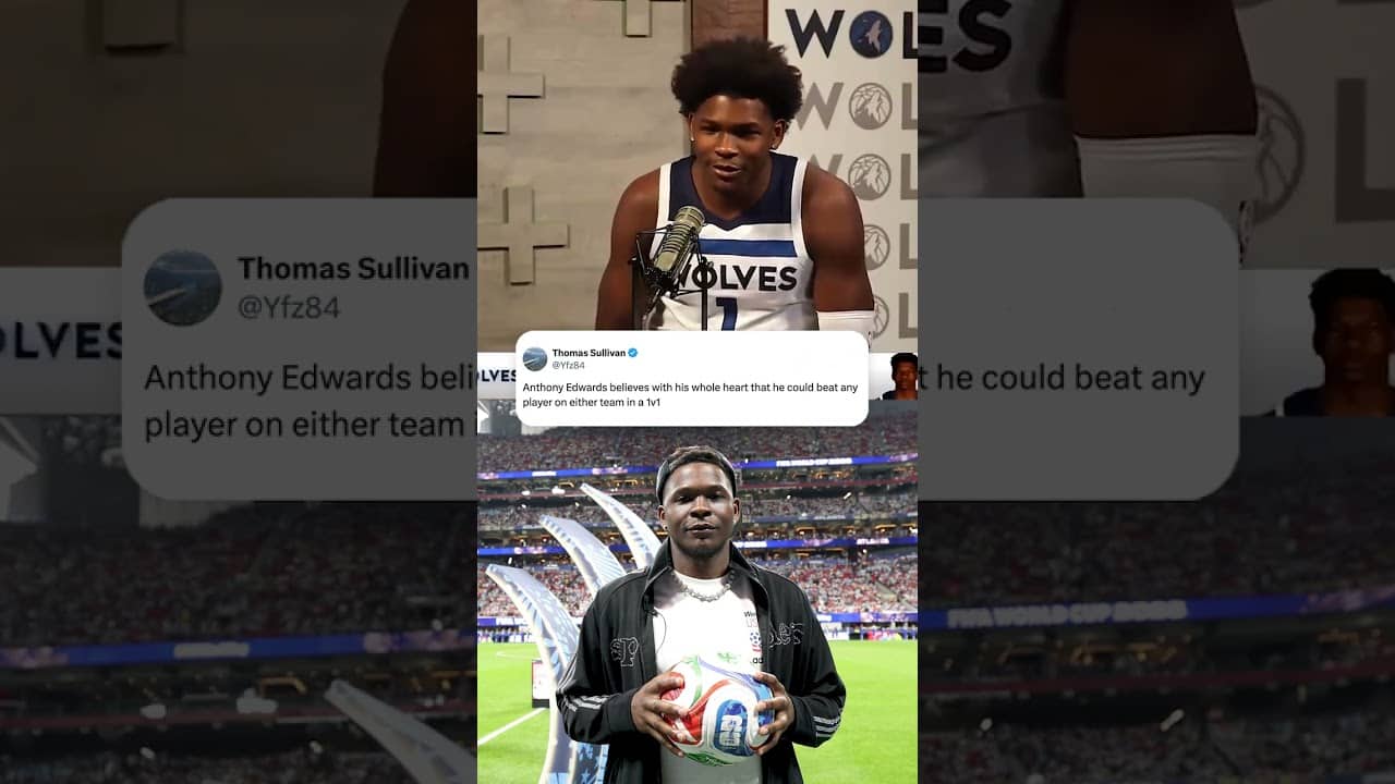 Imagine Anthony Edwards playing on the pitch 🔥 Ant's level of confidence 😭 (via @Timberwolves/TT)