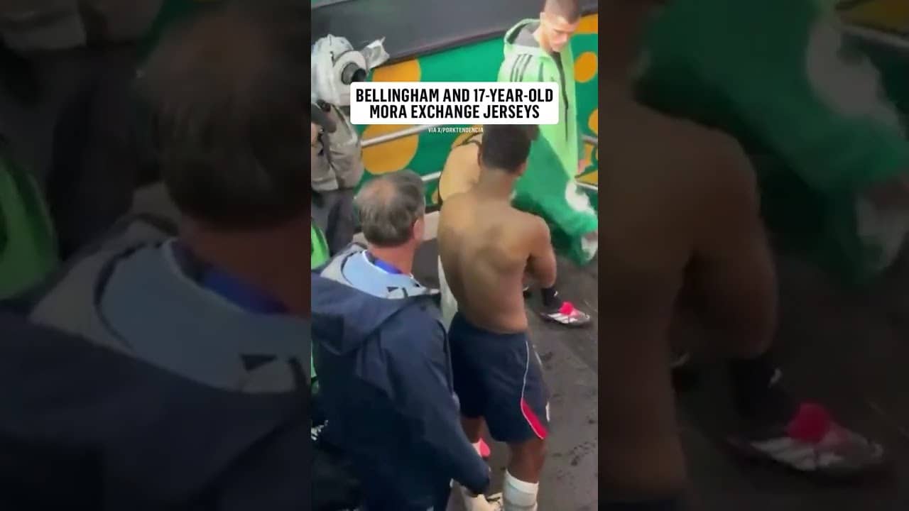 17-year-old Gilberto Mora swaps jerseys with Jude Bellingham postgame