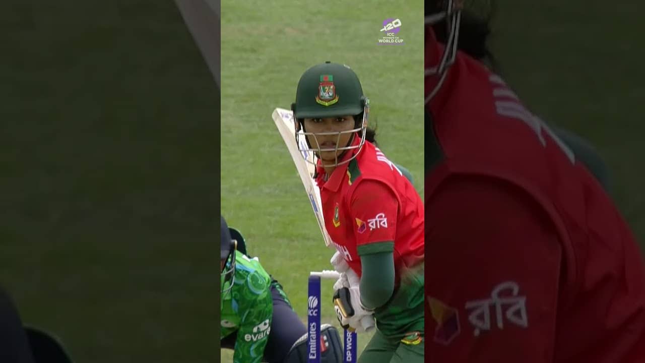 Juairiya Ferdous drills it straight down the ground for a powerful four 👊 #T20WorldCup