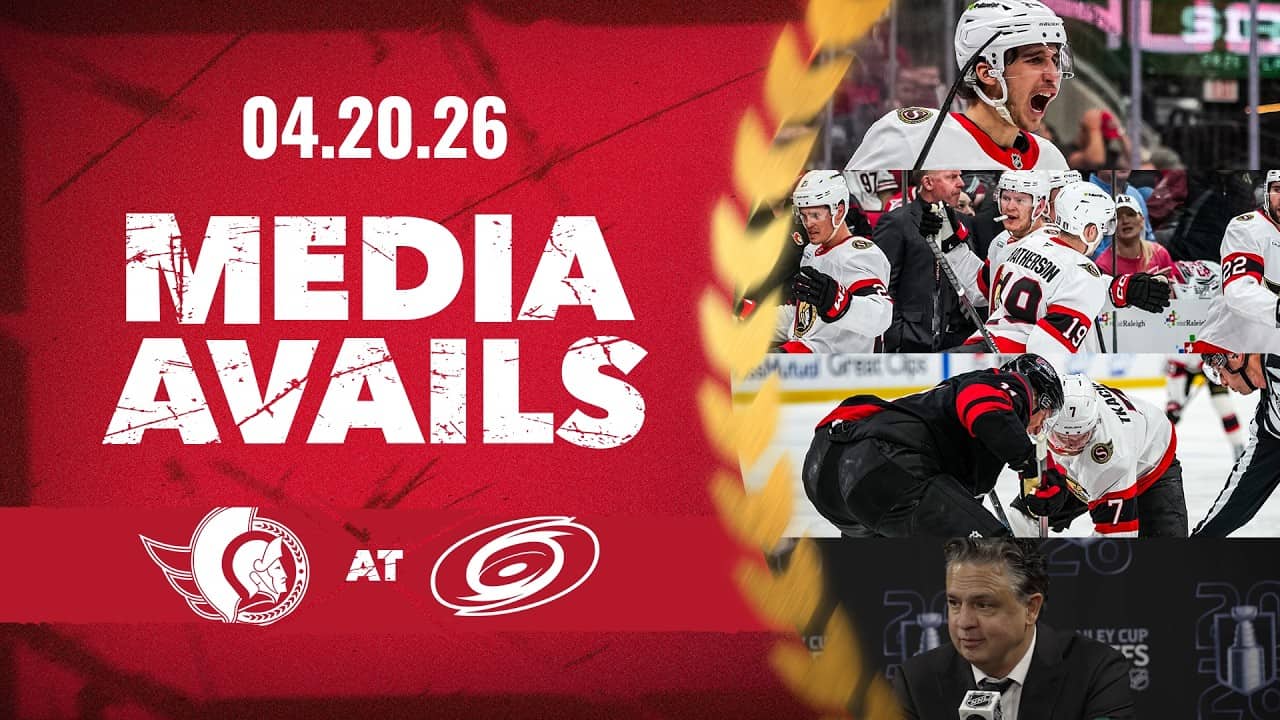Brady Tkachuk, Drake Batherson, Dylan Cozens, Travis Green Postgame Media vs CAR