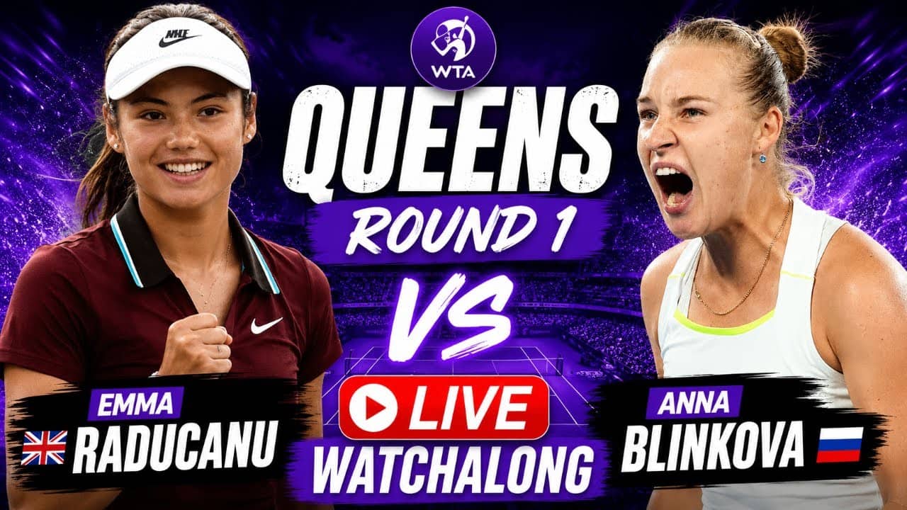 Emma Raducanu vs Anna Blinkova  | WTA Queens 2026 Round 1 | LIVE TENNIS WATCHALONG