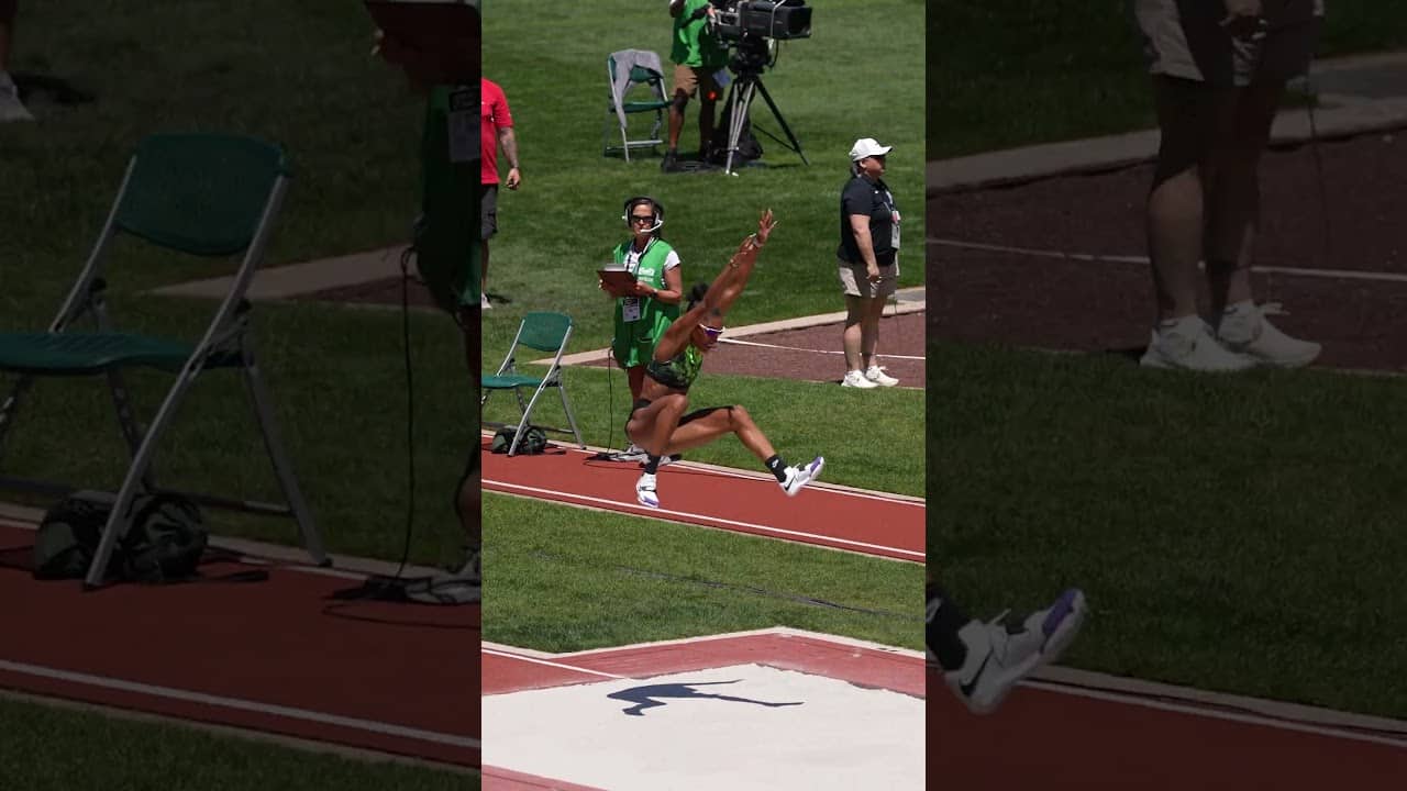 Another Pre Classic title for Tara 💎 She defends her title with a winning jump of 7.13m 🍿 #longjump