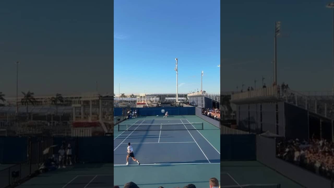 How good is the Carlos Alcaraz forehand, seen here in Miami Open practice with Holger Rune? #sports
