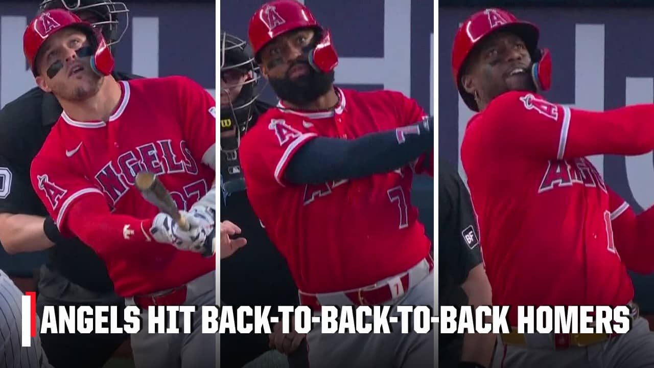 Mike Trout ➡️ Jo Adell ➡️ Jorge Soler 😤 BACK-TO-BACK-TO-BACK HOME RUNS vs. Yankees | ESPN MLB