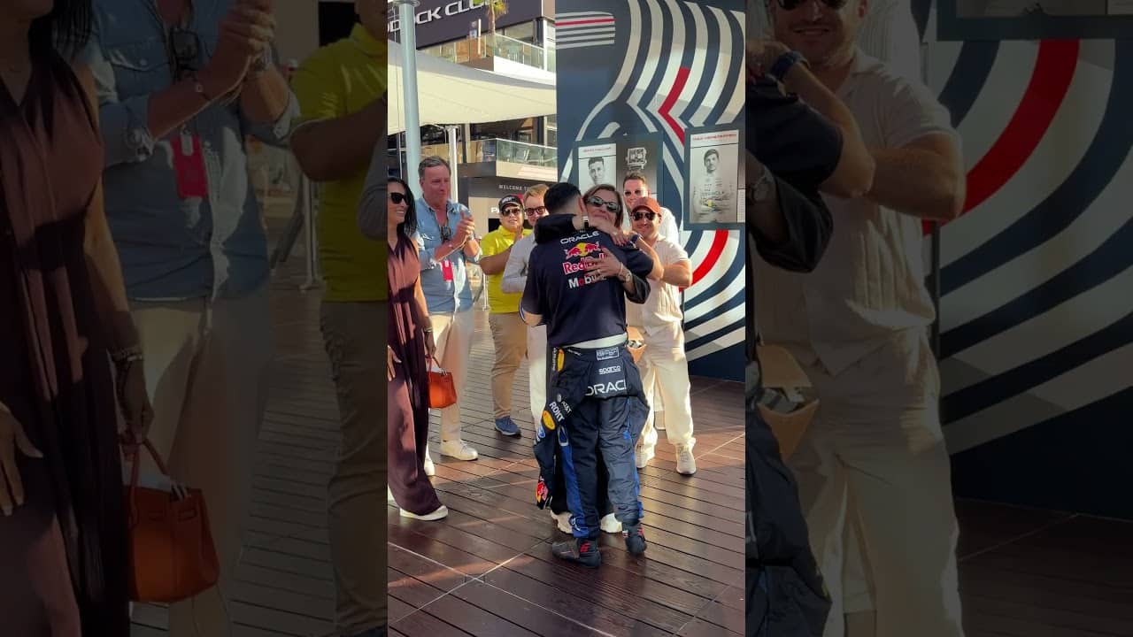 Welcoming our podium finisher home the right way 👏 #F1 #RedBullRacing