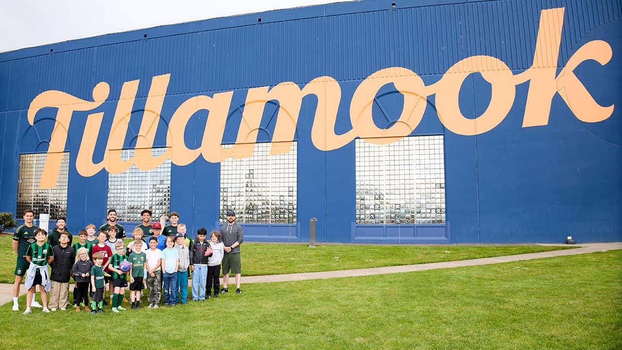 Timbers players visit the Tillamook Creamery to meet with fans