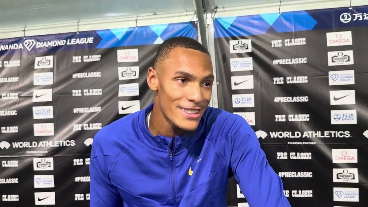 Jamal Britt on consistency and on his new sponsorship after winning the 110 hurdles 