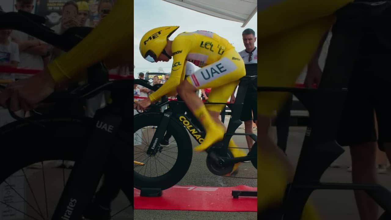 Tadej Pogacar even makes warm ups look like art 💛🎨