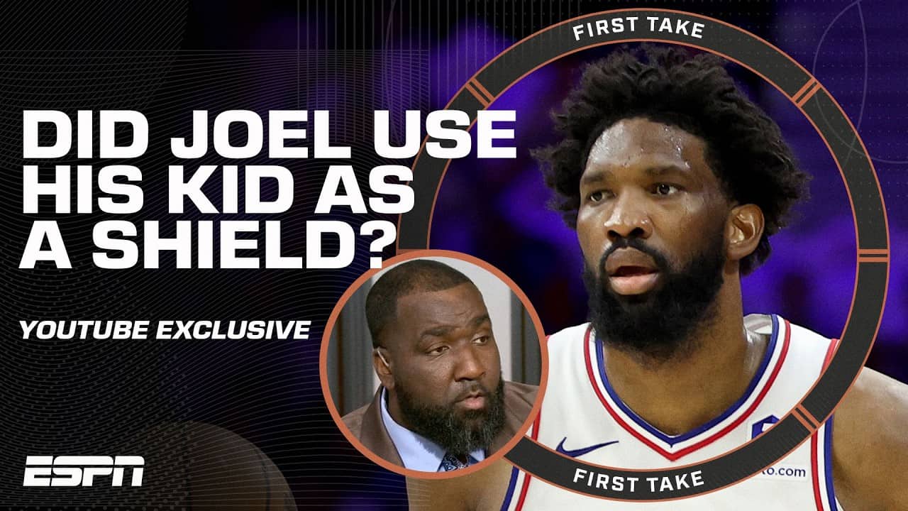 Perk TAKES ISSUE w/ Joel Embiid bringing his kid to his press conference 👀 | First Take Exclusive