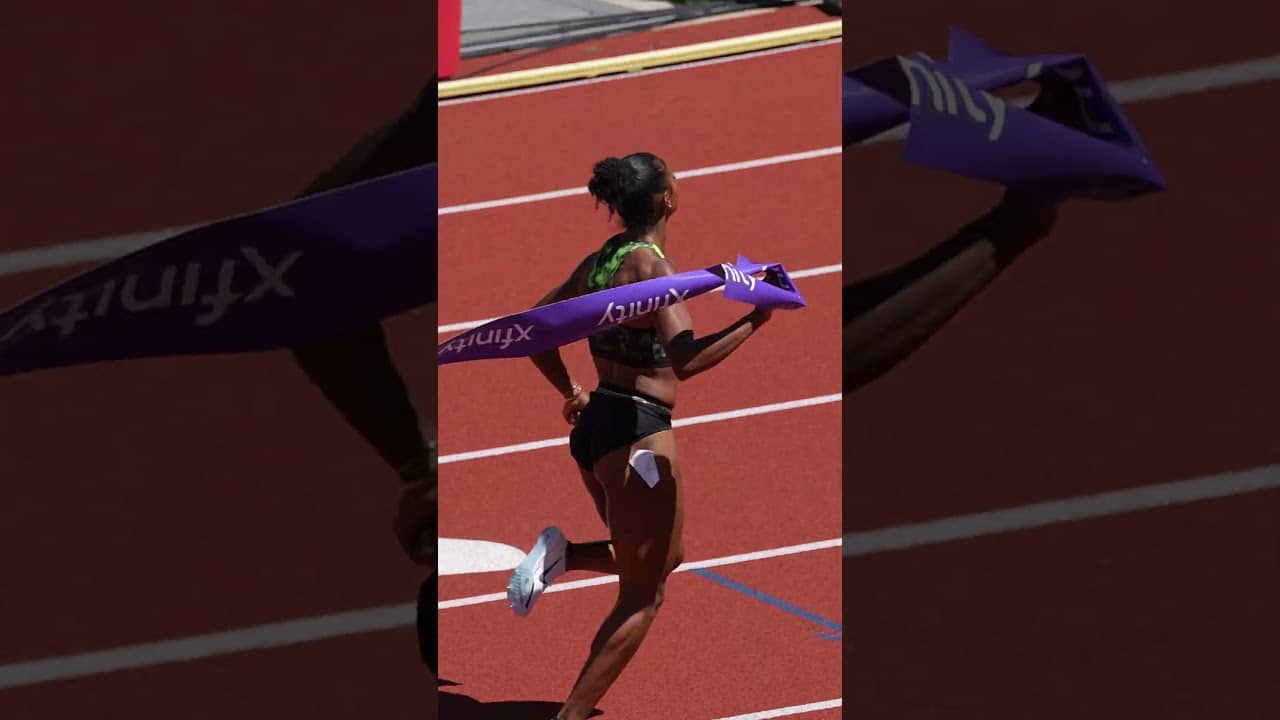 Masai gets it done 💎 She ran 12.24 to tie the Pre meet record and capture her first title 👏 #hurdles
