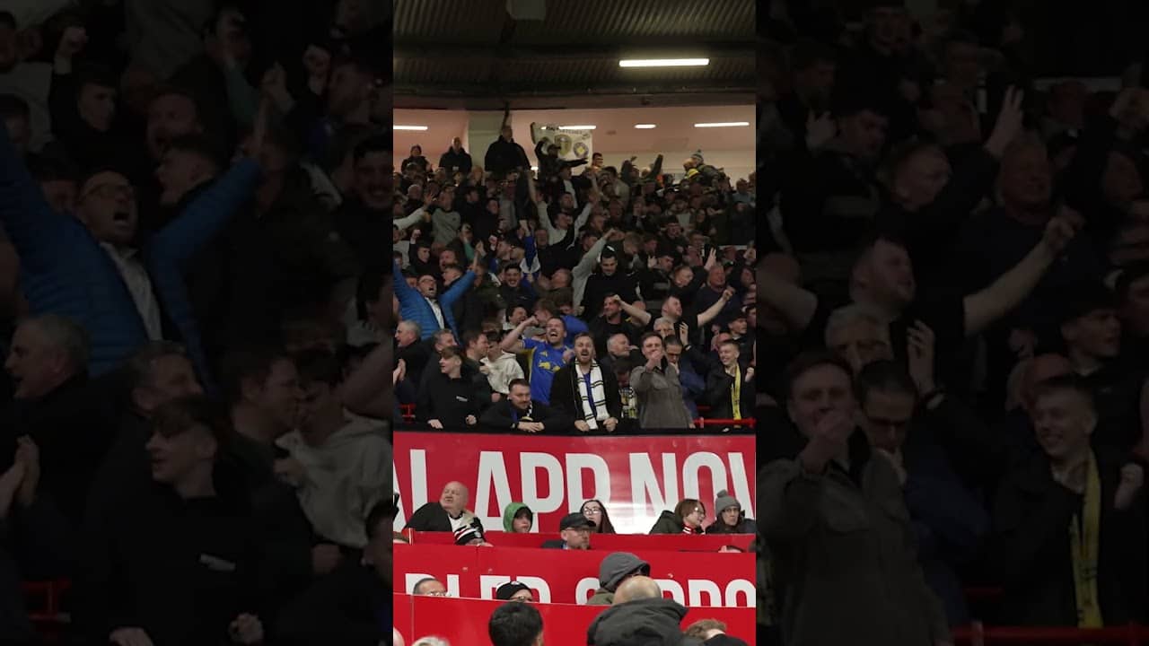 Leeds United away end LIMBS at Old Trafford