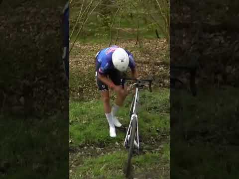 Mathieu van der Poel punctures on the Arenberg 😱 Jasper Philipsen gives him his bike!