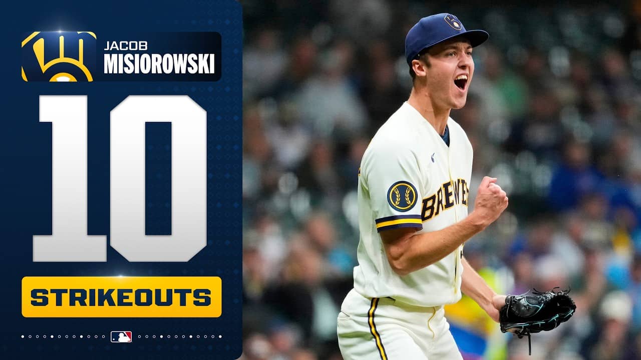 Jacob Misiorowski pitches another GEM for the Brewers! 💎 (7 IP, 10 Ks, 0 ER) | MLB Highlights
