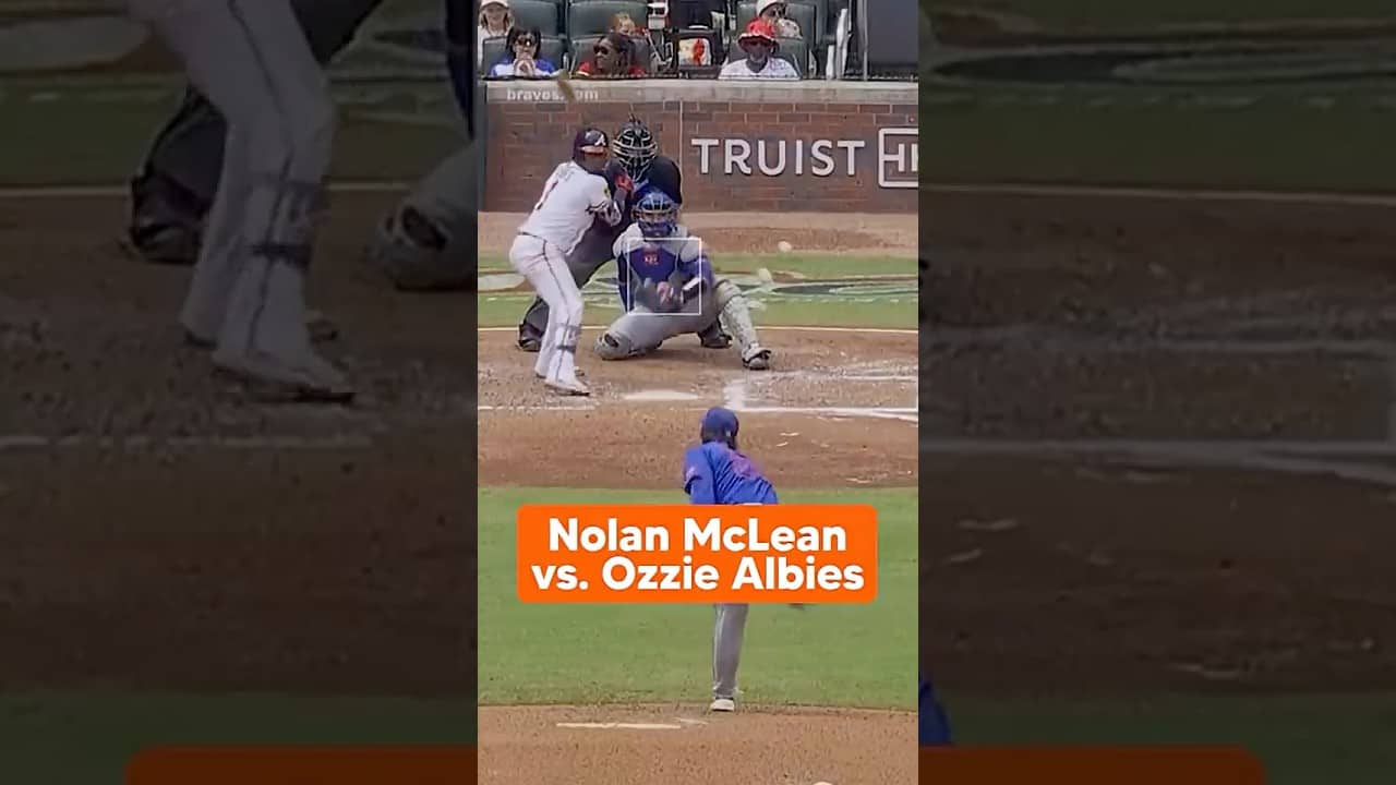 Nolan McLean punches out Ozzie Albies 👊 #mets #mlb #baseball #sports #highlights