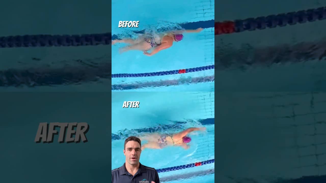 ✅Swimming on "tracks" in line with the shoulders = clean, powerful catch.