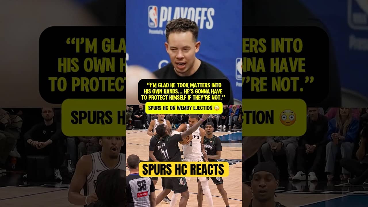 Spurs Head Coach Mitch Johnson reacts to Wemby ejection 😳👀